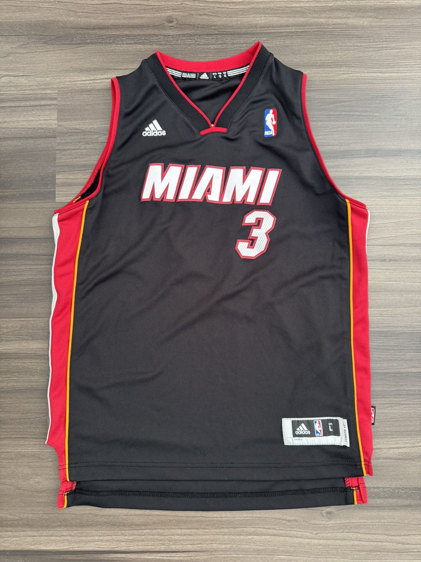 Adidas Dwayne Wade #3 Miami Heat Stitched Black NBA Jersey Men’s Size Large +2