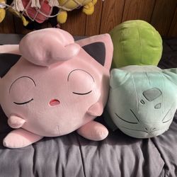 Sleeping Jigglypuff Large And Sleeping Bulbasaur Large