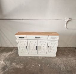 Farmhouse White Sideboard Buffet Cabinet (HN)