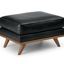 Article Timber 31" Leather Ottoman - Charme Black