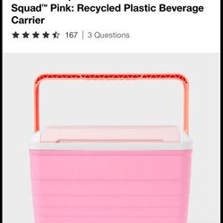 14 Cans/10qt Hard Sided Cooler - Sun Squad™ Pink: Recycled Plastic Beverage Carrier 