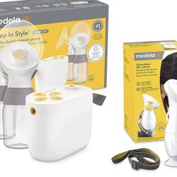 Medela Breast Pump Set - More Milk Bundle, Includes Pump in Style with MaxFlow Double Electric Breast Pump & Silicone Breastmilk Collector medela