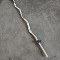 Like-New Standard 1inch Curl Bar with Lock Jaw Collars