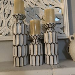 Candle Holder Set Of 3 With Candles