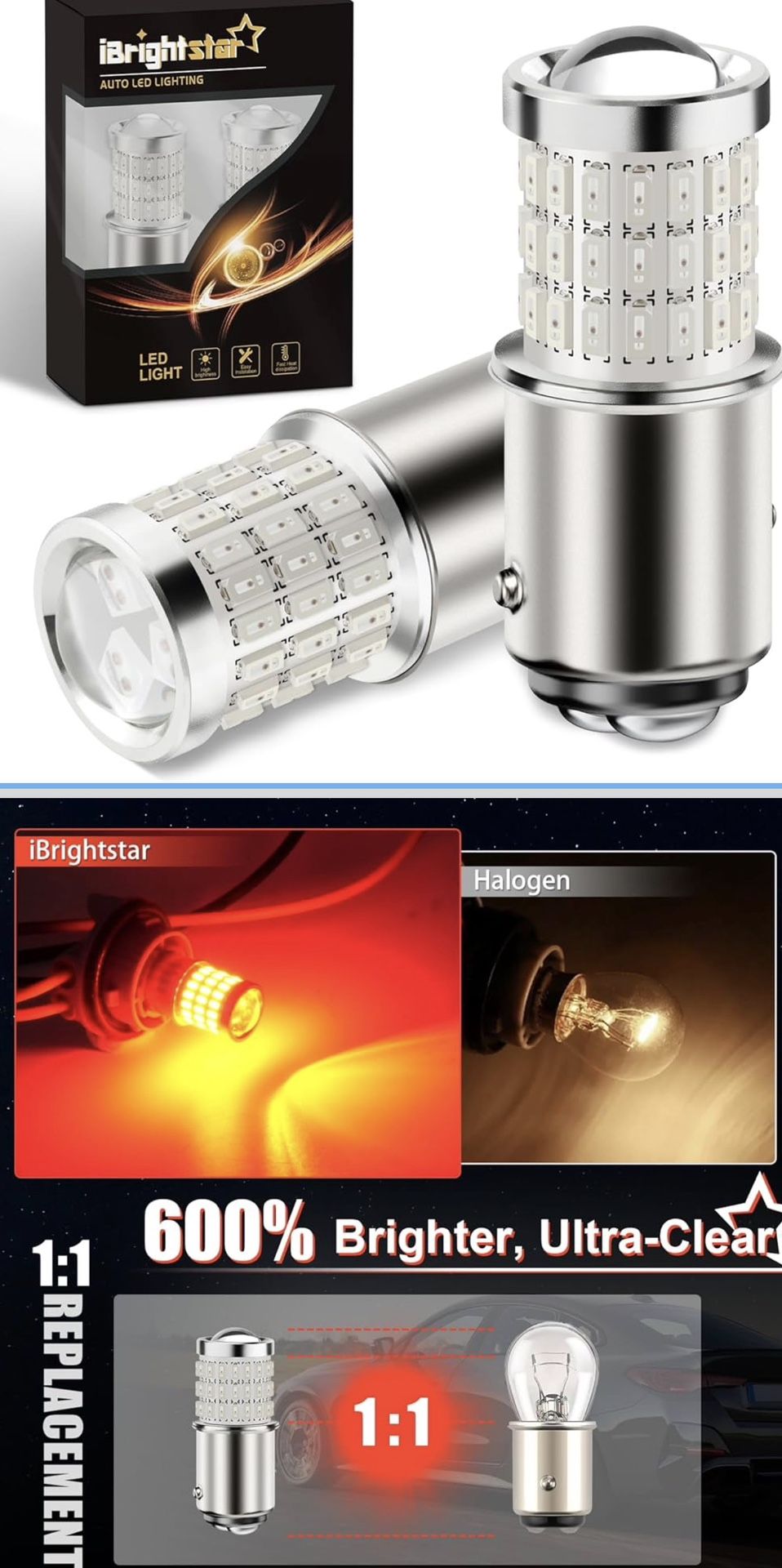 iBrightstar 1157 LED Bulb Red, BAY15D 2057 2(contact info removed) LED Brake Light Bulbs Super Bright for Rear Brake Lights and Tail Lights, 2 Pack