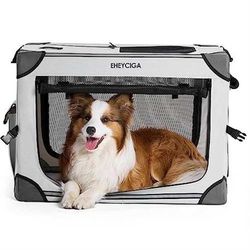 EHEYCIGA 36 Inch Collapsible Large Dog Crate, Soft Portable Dog Kennel for Large Dogs, Indoor & Outdoor Foldable Dog Travel Crate with Mesh Windows 36