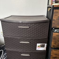3 brown drawers