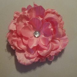 Pink Faux Flower With Faux Jewel For Hat Bag Ect Well Loved