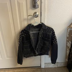 Women's Jean Jacket With Spikes Size S