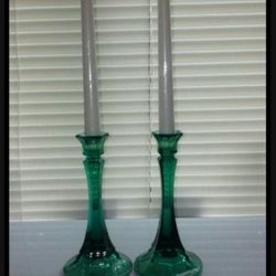 Vintage Lancaster Indiana Glass Candle Holders