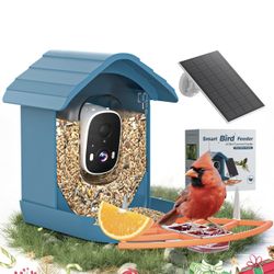 Smart Bird Feeder with Camera Solar Powered for Outdoors 2K FHD AI Recognition Bird Feeder Camera for Outside Backyard Garden, Gifts for Birdlover Mom