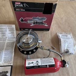  Coleman PEAK 1 Apex Liquid Fuel Stove, Model 3021, Backpacking, Camping, Traveling Stove, New Old Stock, Box, Manual, Service Parts, NICE! 