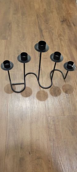 Black Metal 5-Arm Candelabra Candle Holder