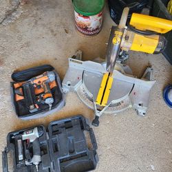 Dewalt Chop Saw, Rigid 18ga Nailer, Porter Cable Pinner