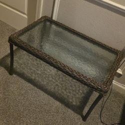 Simple Glass/ Wicker Coffee Table