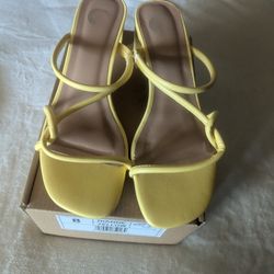 Yellow Heeled Sandal Women's Size 8