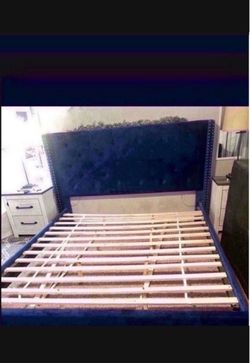 King Bed  Frame$ 400 from US furniture color Blue obo
