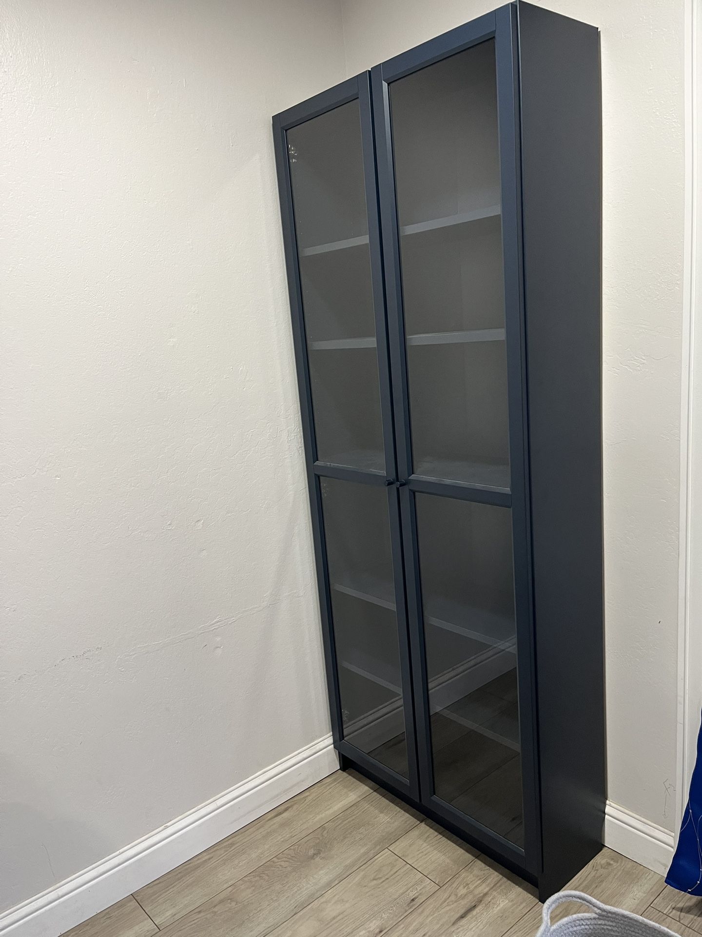 Excellent Condition Glass Cabinets Set of 2 With 12 x32x80 Inches