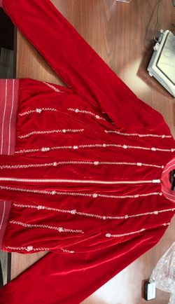Zara men’s Velvet Red Jacket with beads size large