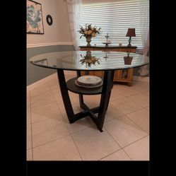 GlassDinning Table Bar Height With 6 Chairs 