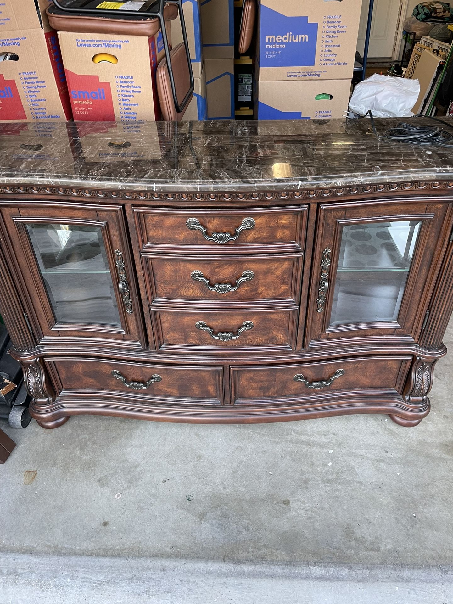 Furniture Creations Credenza Wood with Marble Top
