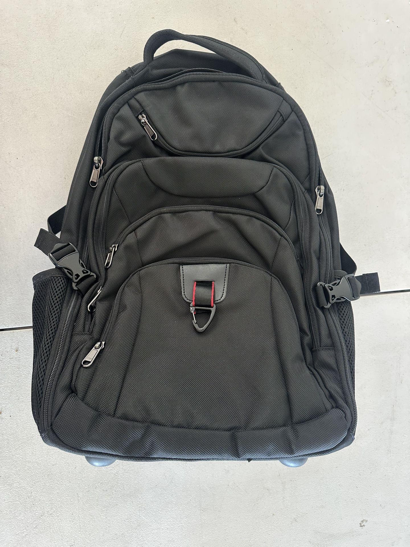 Rolling Backpack 17 inch Wheeled Backpack for Men Women Adults Black