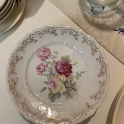 Weimar Germany  Porcelain VINTAGE ROSE Plates