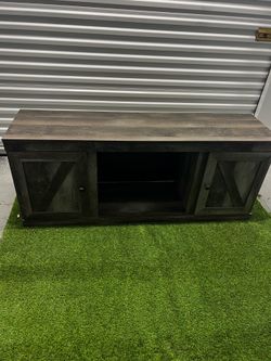 Dark Wood Farmhouse TV Stand Media Console