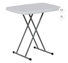 30" Height Adjustable Folding Table, Portable Dinner Table TV Tray, White