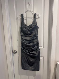 Pewter Satin Ruched Bodycon Mini Dress