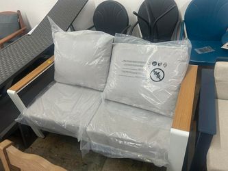 Aluminum Outdoor Patio Furniture Loveseat, All-Weather Outdoor Patio Sofa Washable Thick Cushion, Morden Patio Couch