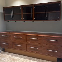Wall Unit And Floor Cabinet Glass Furniture Office Reception