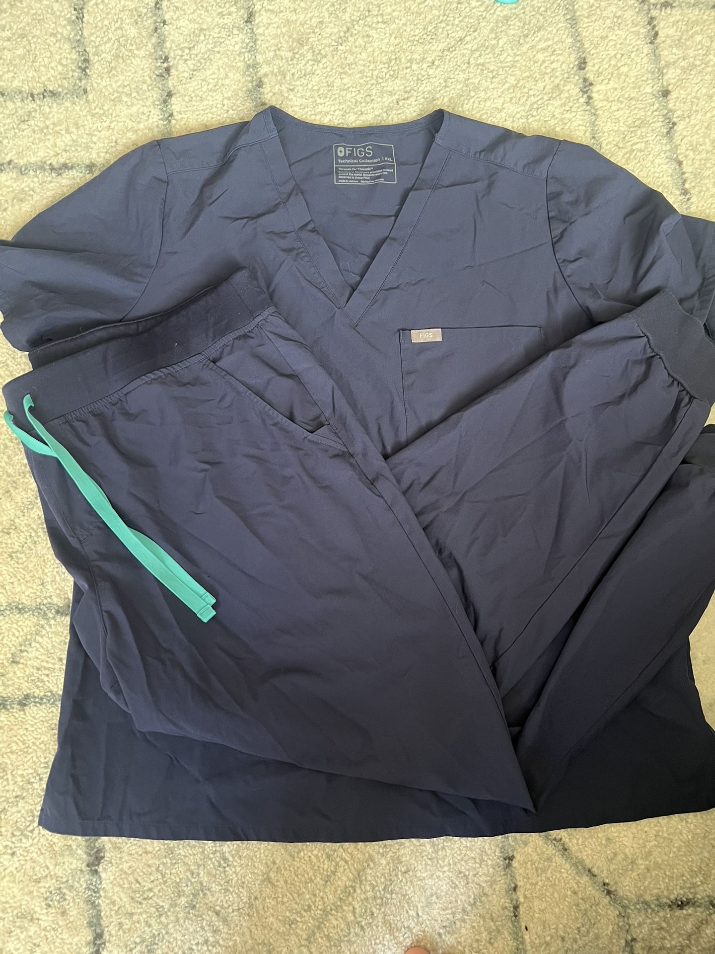 Figs Women’s Cool Blue FREEx Set Sz XXL Zamora Joggers And Catarina Top PO2474