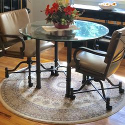 Iron & Glass Table With Set Of Chairs