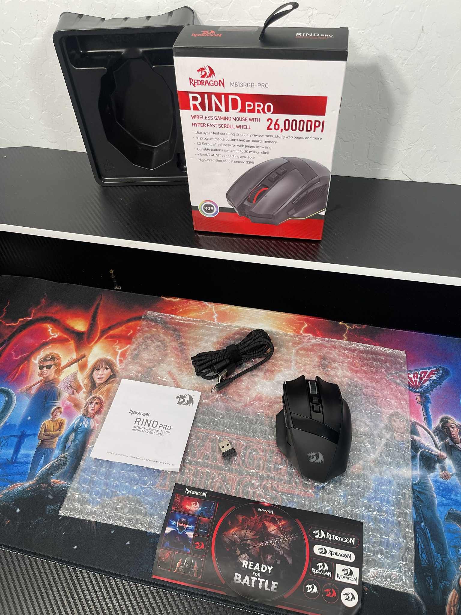 New Redragon M813 PRO 3-Mode RGB Gaming Mouse with 4D Dual Mode Scroll Wheel, Optical Ergonomic Gamer Mouse with Max 26,000DPI, Pro Precision Sensor 3