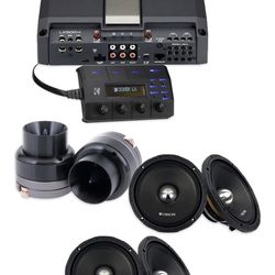 NEW POWERFUL VOICE PACKAGE KICKER LX 4 channels amp and 4 midrange speakers with tweeters wires