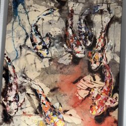 Lucky 8 Koi Art Artwork Painting 