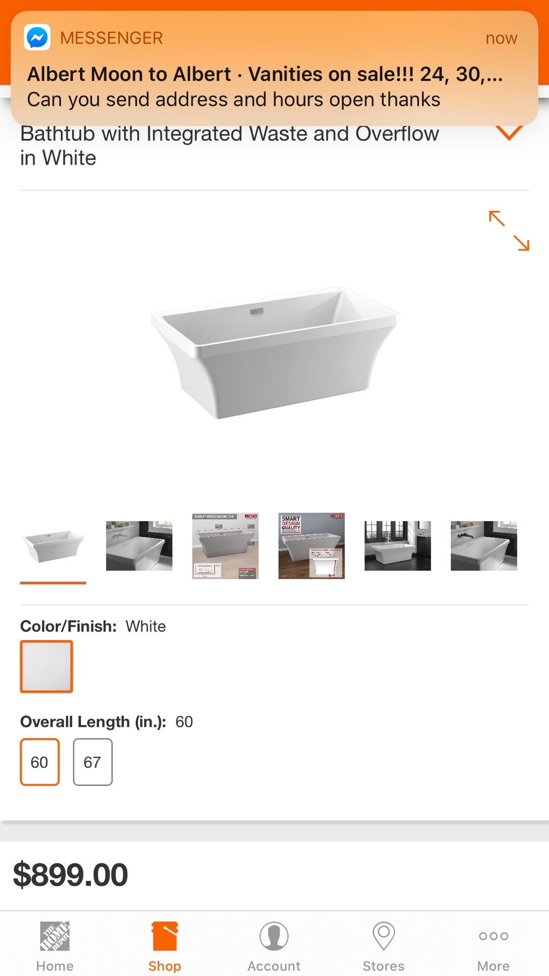 Free standing tub