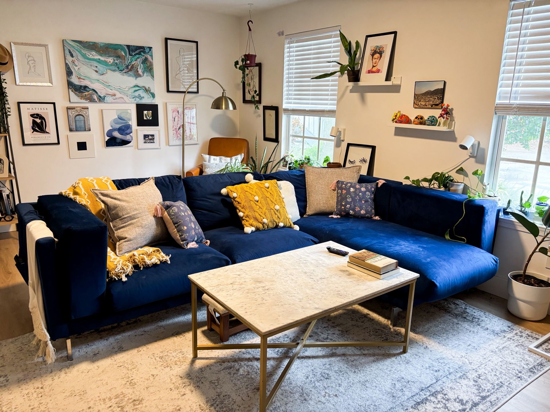 3 -Seater With Chaise Nockeby Sectional In Plush Royal Blue Velvet Worth 1800 $