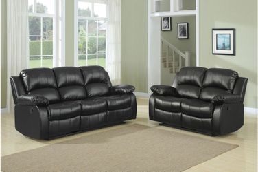 Brand new black or brown synthetic leather manual reclining sofa + loveseat 2PCs set