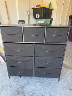 Black 9-drawer fabric dresser