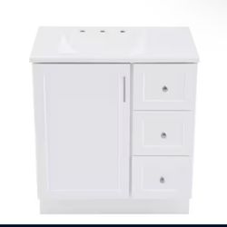 Style Selections Davies 30-in White Single Sink Bathroom Vanity with White Cultured Marble Top 