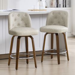 Tufted Swivel Counter Stools Set of 2
