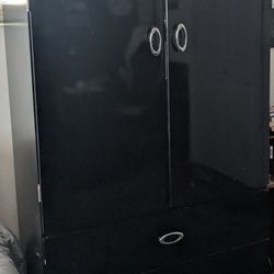 Black Entertainment Center With 2 Drawers One Adjustable Shelf $50