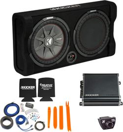 Kicker 47TRTP122 12-Inch Thin Down Firing Subwoofer and Passive Radiator Enclosure, Kicker CX800 Amplifier and Wire kit