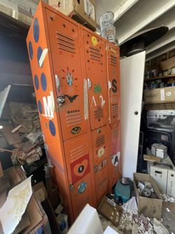 Vintage Penco Orange Storage Lockers