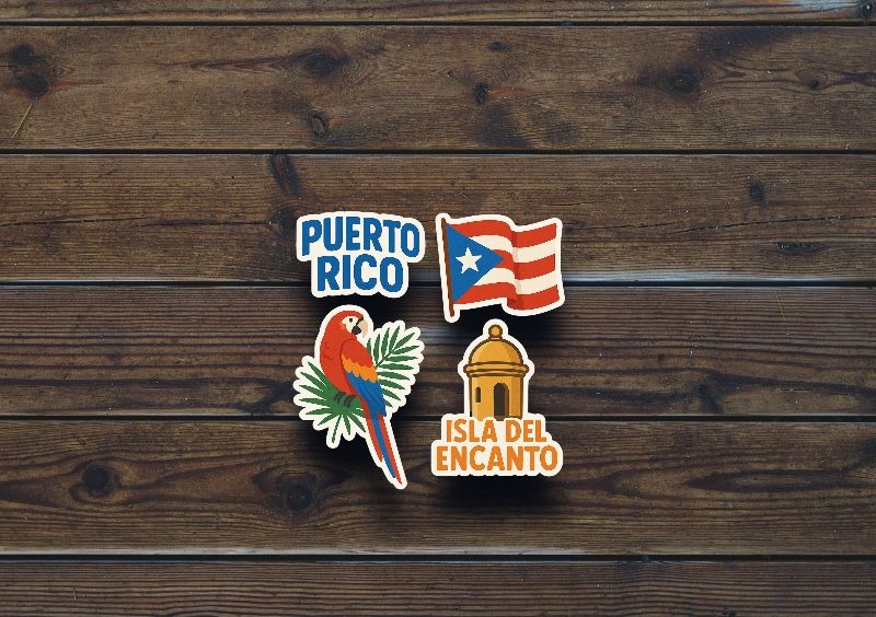 Puerto Rico Sticker Set – Isla del Encanto, Flag, Parrot & Landmark | Vibrant Vinyl Decals