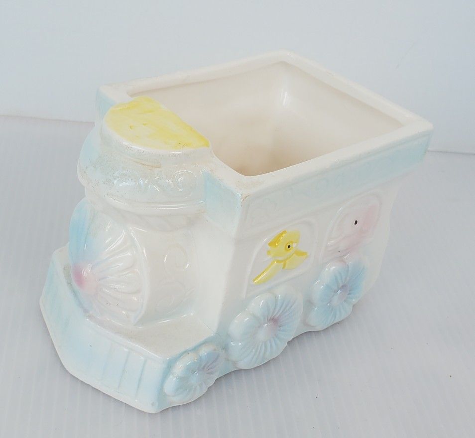 Rubens Originals Animal Train Planter Baby Nursery Chick Elephant Taiwan Vtg 80s