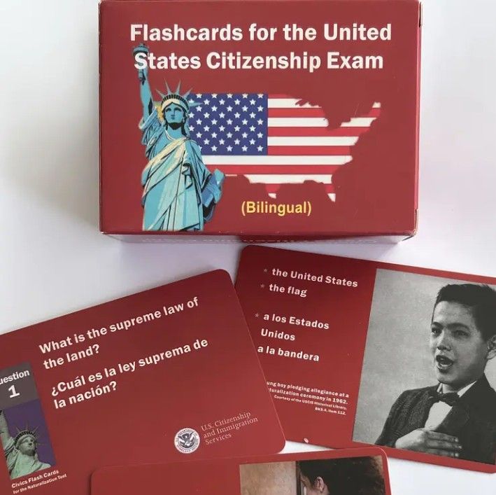 100 US Citizenship Flashcards for USCIS Exam Study Guide - American Flag Design, Comprehensive 100 Civics Questions & Answers Key, Portable Test Prep