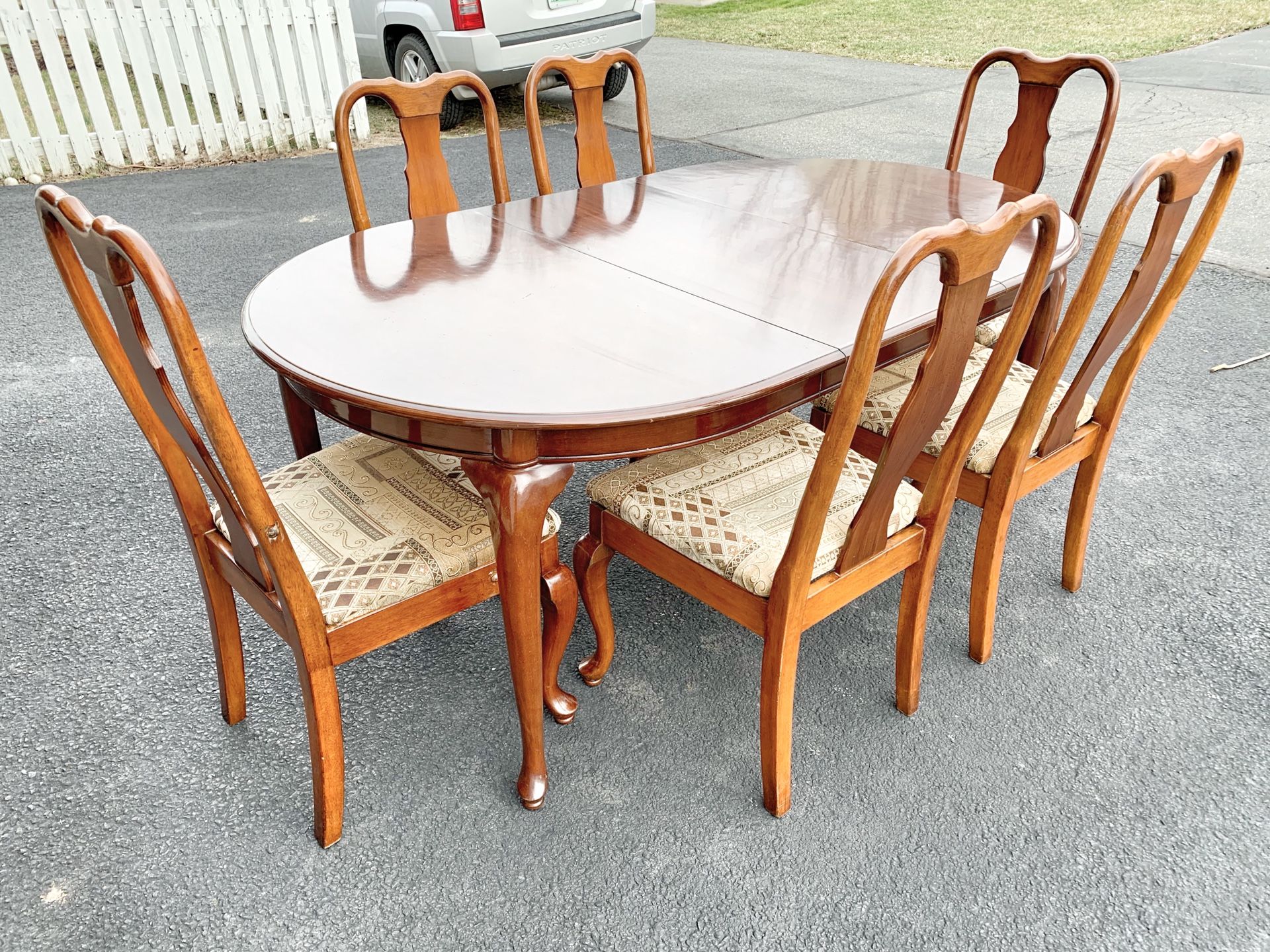 Dining table and six chairs